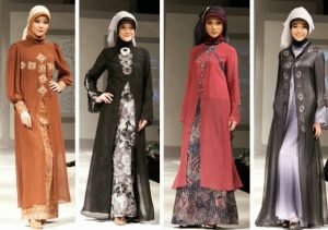 gaun pesta muslimah modern sifon dan taff